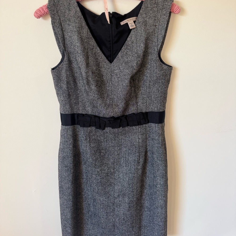 Banana Republic Grey Sheath Dress with Black Waist Ribbon